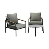 Livsip 3PC Outdoor Patio Lounge Set 70cm Coffee Table Sofa Chairs - 45-Degree Angle