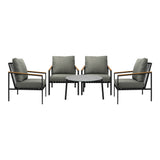Livsip 5PC Outdoor Patio Set Grey 70cm Coffee Table Sofa Chairs
