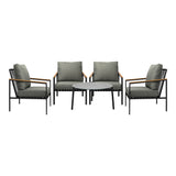 Livsip 5PC Outdoor Patio Set Grey 70cm Coffee Table Sofa Chairs - Side View