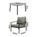 Livsip 5PC Outdoor Patio Set Grey 70cm Coffee Table Sofa Chairs