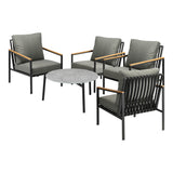 Livsip 5PC Outdoor Patio Set Grey 70cm Coffee Table Sofa Chairs