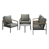 Livsip 5PC Outdoor Patio Set Grey 70cm Coffee Table Sofa Chairs
