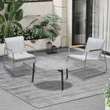 Livsip 3PCS Outdoor Bistro Set Patio Chair 70cm Grey Table Textilene