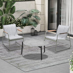 Livsip 3PCS Outdoor Bistro Set Patio Chair 70cm Grey Table Textilene