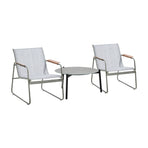 Livsip 3PCS Outdoor Bistro Set Patio Chair 70cm Grey Table Textilene