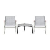 Livsip 3PCS Outdoor Bistro Set Patio Chair 70cm Grey Table Textilene