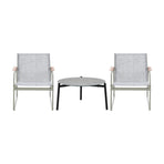 Livsip 3PCS Outdoor Bistro Set Patio Chair 70cm Grey Table Textilene