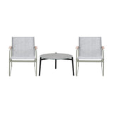 Livsip 3PCS Outdoor Bistro Set Patio Chair 70cm Grey Table Textilene - Side View