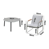Livsip 3PCS Outdoor Bistro Set Patio Chair 70cm Grey Table Textilene - Front View
