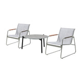 Livsip 3PCS Outdoor Bistro Set Patio Chair 70cm Grey Table Textilene