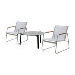 Livsip 3PCS Outdoor Bistro Set Patio Chair 70cm Grey Table Textilene
