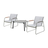 Livsip 3PCS Outdoor Bistro Set Patio Chair 70cm Grey Table Textilene - Top-Down View
