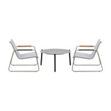 Livsip 3PCS Outdoor Bistro Set Patio Chair 70cm Grey Table Textilene