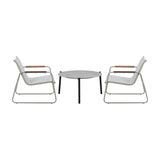 Livsip 3PCS Outdoor Bistro Set Patio Chair 70cm Grey Table Textilene - Close-Up Angle