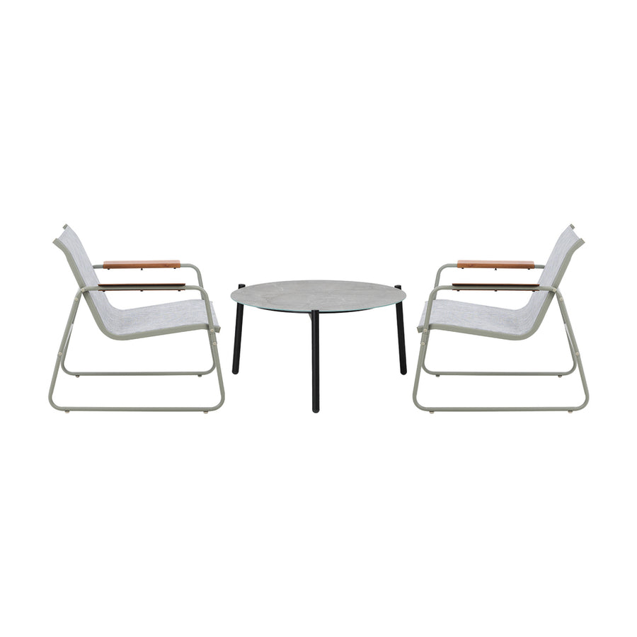 Livsip 3PCS Outdoor Bistro Set Patio Chair 70cm Grey Table Textilene