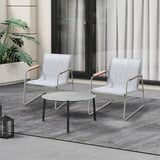 Livsip 3PCS Outdoor Bistro Set Patio Chair 70cm Grey Table Textilene