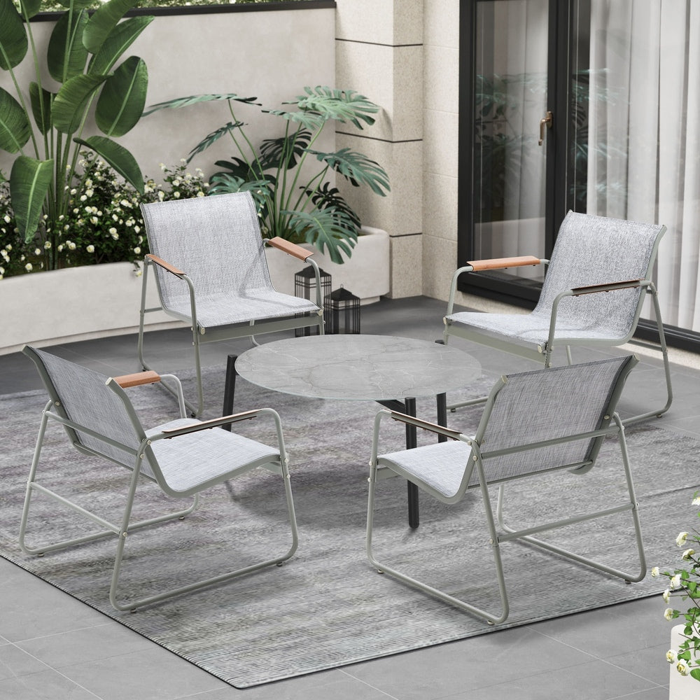 Livsip Outdoor Patio Set 70cm Round Table and 4x Chairs