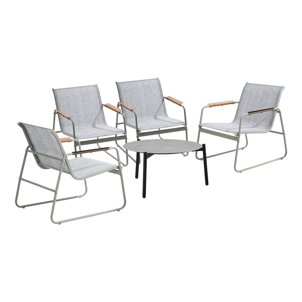 Livsip Outdoor Patio Set 70cm Round Table and 4x Chairs