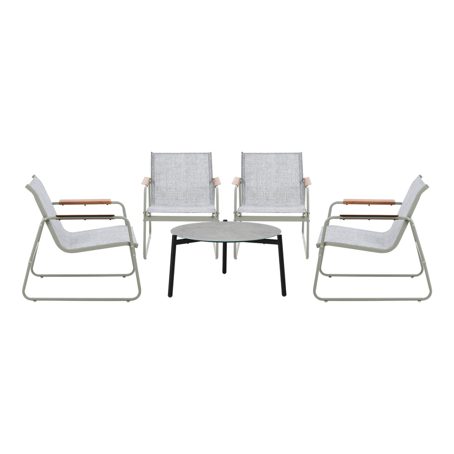 Livsip Outdoor Patio Set 70cm Round Table and 4x Chairs