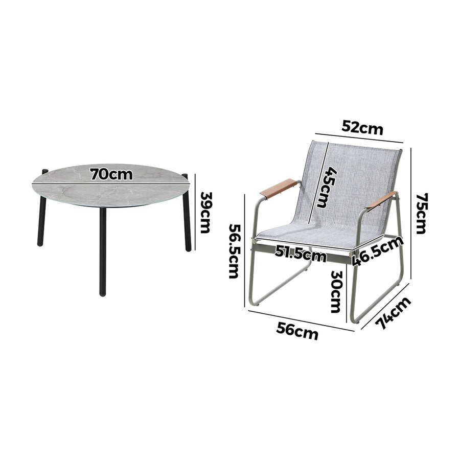 Livsip Outdoor Patio Set 70cm Round Table and 4x Chairs