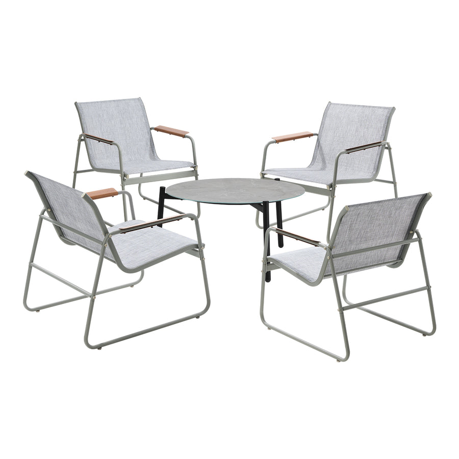 Livsip Outdoor Patio Set 70cm Round Table and 4x Chairs