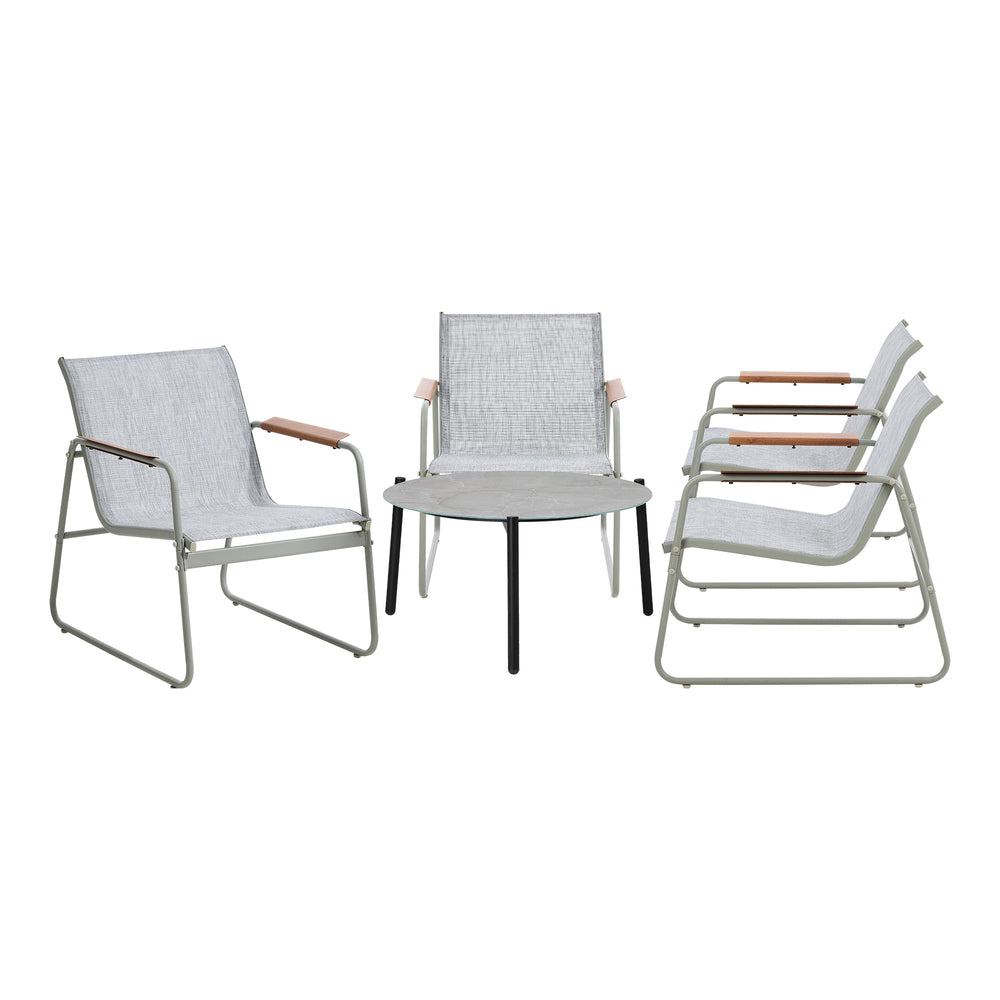 Livsip Outdoor Patio Set 70cm Round Table and 4x Chairs