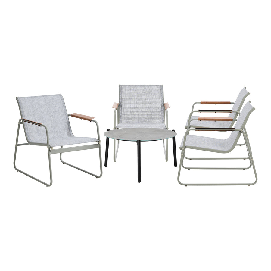 Livsip Outdoor Patio Set 70cm Round Table and 4x Chairs