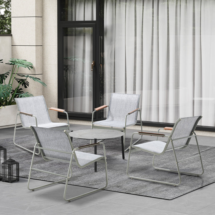 Livsip Outdoor Patio Set 70cm Round Table and 4x Chairs