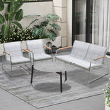 Livsip Outdoor Lounge Set 4 Seater Patio Chairs 70cm Grey Table - Extra Image