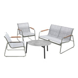 Livsip Outdoor Lounge Set 4 Seater Patio Chairs 70cm Grey Table - Side View