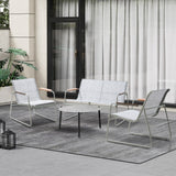 Livsip Outdoor Lounge Set 4 Seater Patio Chairs 70cm Grey Table - Rear View