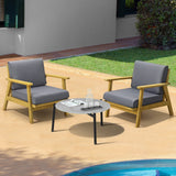 Livsip Outdoor Lounge Set 3PCS 70cm Grey Coffee Side Table - Side View