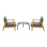 Livsip Outdoor Lounge Set 3PCS 70cm Grey Coffee Side Table - Front View