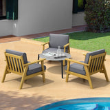 Livsip 4PCS Outdoor Lounge Set Grey Coffee Side Table with Chairs - Rear View