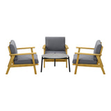 Livsip 4PCS Outdoor Lounge Set Grey Coffee Side Table with Chairs
