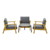 Livsip 4PCS Outdoor Lounge Set Grey Coffee Side Table with Chairs - Side View