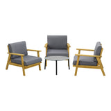 Livsip 4PCS Outdoor Lounge Set Grey Coffee Side Table with Chairs