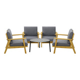 Livsip 4 Seater Outdoor Lounge Set 70cm Grey Coffee Side Table