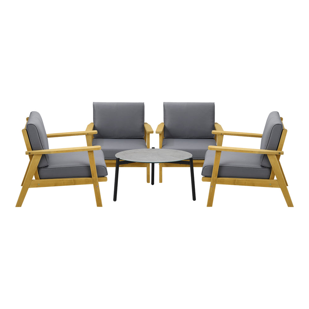 Livsip 4 Seater Outdoor Lounge Set 70cm Grey Coffee Side Table