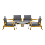 Livsip 4 Seater Outdoor Lounge Set 70cm Grey Coffee Side Table - Top-Down View