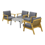 Livsip 4 Seater Outdoor Lounge Set 70cm Grey Coffee Side Table - 45-Degree Angle