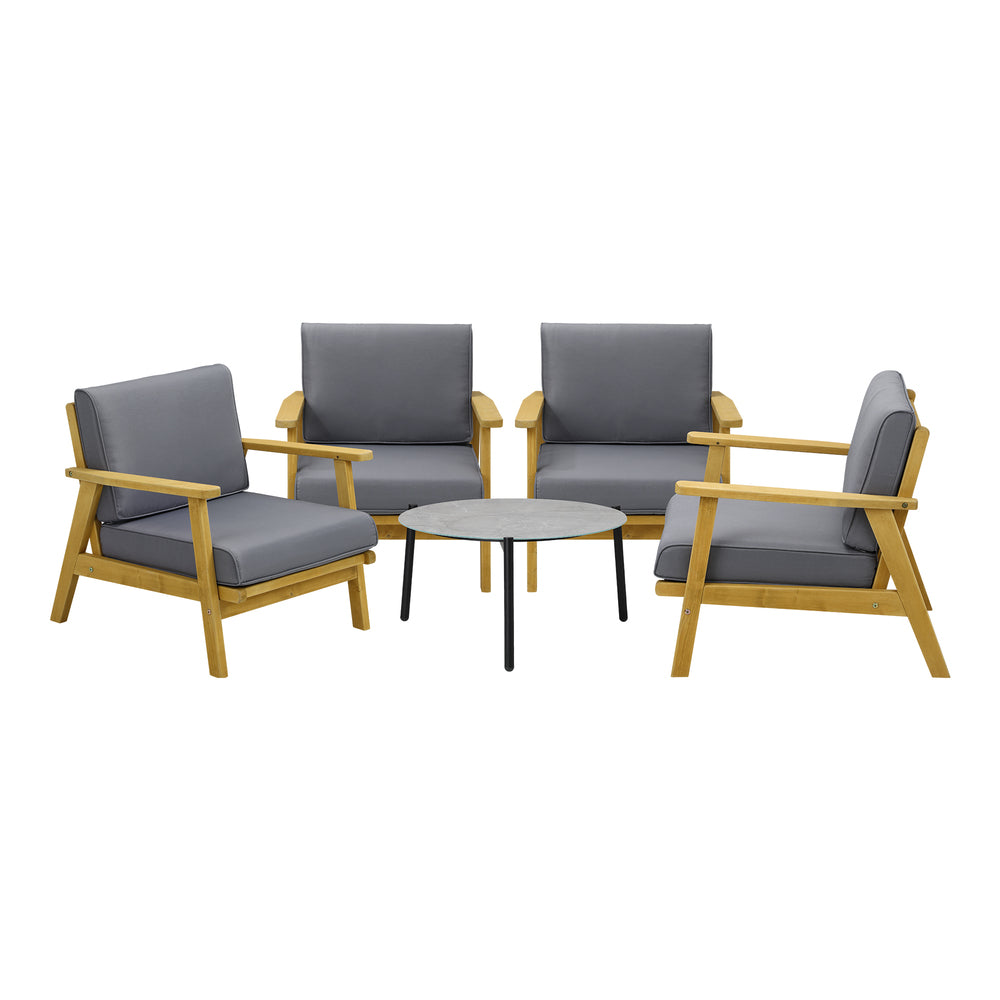 Livsip 4 Seater Outdoor Lounge Set 70cm Grey Coffee Side Table