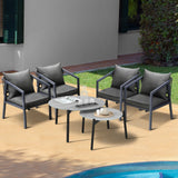 Livsip 6PCS Outdoor Patio Set Grey 70cm Coffee Table Set Grey Chairs