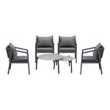 Livsip 6PCS Outdoor Patio Set Grey 70cm Coffee Table Set Grey Chairs - Rear View