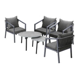 Livsip 6PCS Outdoor Patio Set Grey 70cm Coffee Table Set Grey Chairs - Front View