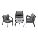 Livsip 6PCS Outdoor Patio Set Grey 70cm Coffee Table Set Grey Chairs - Side View
