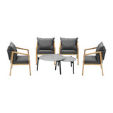 Livsip 6PCS Outdoor Patio Set Grey 70cm Coffee Table Set Natural Chairs
