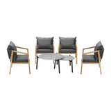 Livsip 6PCS Outdoor Patio Set Grey 70cm Coffee Table Set Natural Chairs - Top-Down View