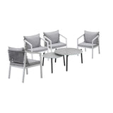 Livsip 6PCS Outdoor Patio Set Grey 70cm Coffee Table Set White Chairs