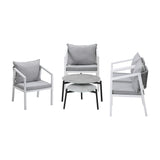 Livsip 6PCS Outdoor Patio Set Grey 70cm Coffee Table Set White Chairs - Top-Down View